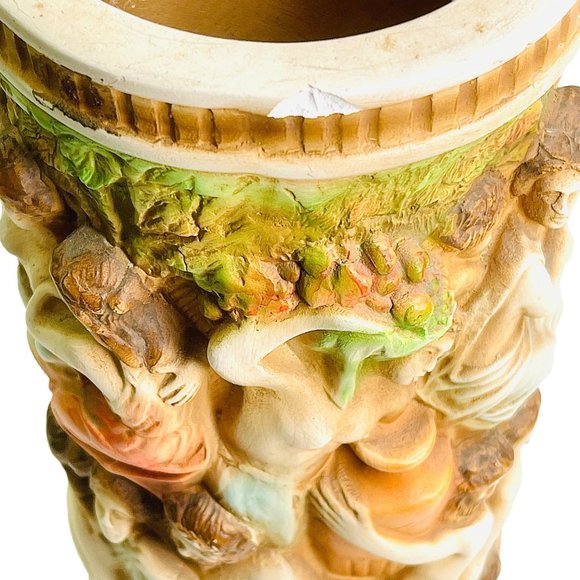 Vintage Roman Bath Garden Chalk Ware Vase 11" x 4.5" - Picture 9 of 9